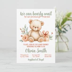 We Can Bearly Wait Christian Baby Shower Invitation