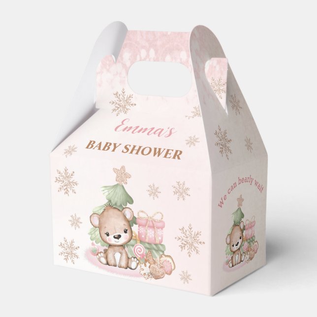 We Can Bearly Wait Christmas Baby Shower Favour Bo Box (Front Side)
