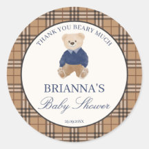 We can bearly wait classic plaid baby shower favou