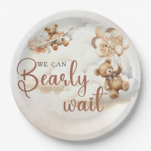 We Can Bearly Wait Cub Brown Baby Shower Paper Plate