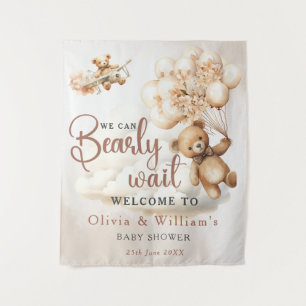 We Can Bearly Wait Cub Brown Baby Shower Tapestry