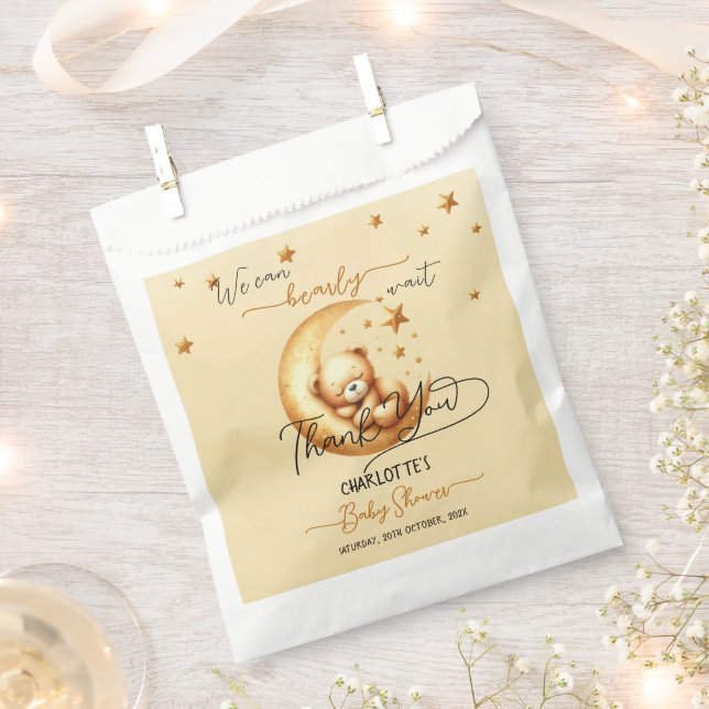 We Can Bearly Wait Cute Baby Bear Baby Shower Favour Bags (Clipped)