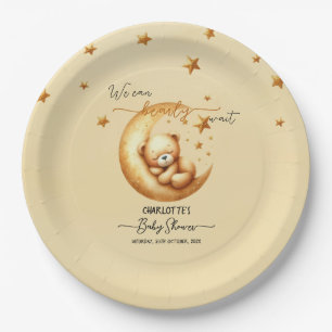 We Can Bearly Wait Cute Baby Bear Baby Shower Paper Plate
