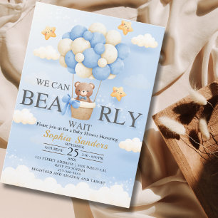 We can Bearly Wait Cute Bear Baby Shower Boy Invitation