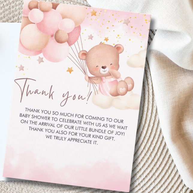 We Can Bearly Wait Cute Bear Baby Shower Thank You Card (Creator Uploaded)