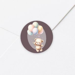 We can bearly wait cute bear balloon baby shower classic round sticker