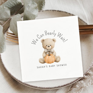 We Can Bearly Wait Cute Bear Boy Baby Shower Napkin