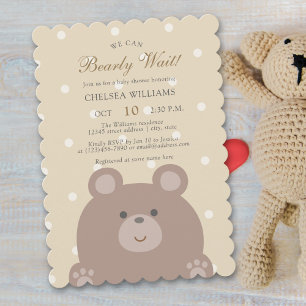 We Can Bearly Wait Cute Bear Cub Boy Baby Shower Invitation