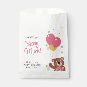 We Can Bearly Wait Cute Bear Pink Baby Girl Shower Favour Bags