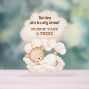 We Can Bearly Wait Cute Bear Unisex Favour Acrylic Sign
