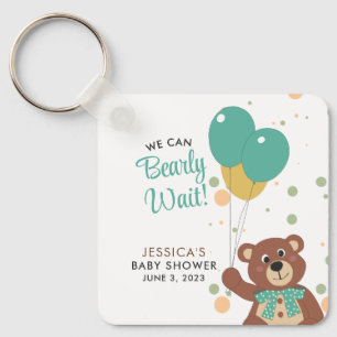 We Can Bearly Wait Cute Gender Neutral Custom Name Key Ring