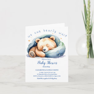 We Can Bearly Wait cute Teddy Bear Baby Shower Invitation