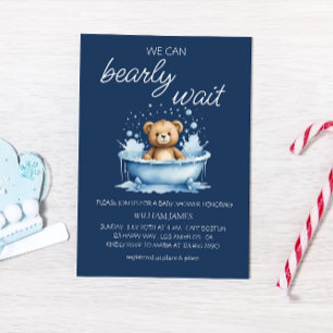 We Can Bearly Wait - Cute Teddy Bear Baby Shower   Invitation