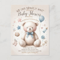 We Can Bearly Wait cute Teddy Bear Baby Shower Pos