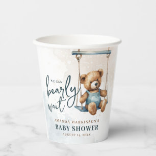 We Can Bearly Wait Denim Teddy Bear Baby Shower Paper Cups