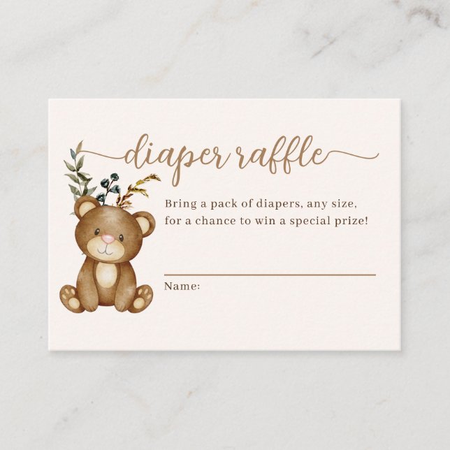 We Can Bearly Wait! Diaper Raffle Enclosure Card (Front)