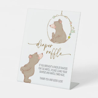 We Can Bearly Wait Diaper Raffle Sign JL01