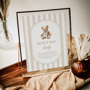 We Can Bearly Wait Don't Say Baby Game Sign