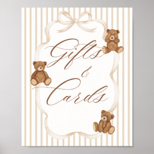 We Can Bearly Wait Elegant Baby Shower Gift Card Poster