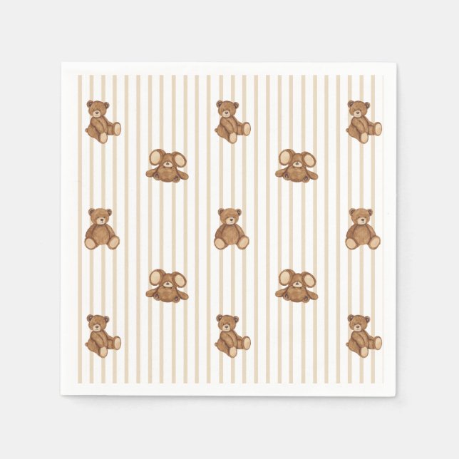 We Can Bearly Wait Elegant Baby Shower Napkin (Front)