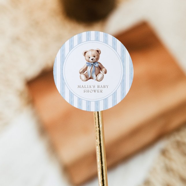 We Can Bearly Wait Elegant Baby Shower Sticker (Creator Uploaded)