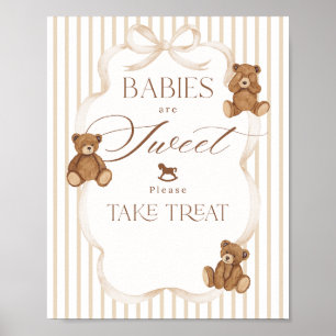 We Can Bearly Wait Elegant Baby Shower sweet bar Poster