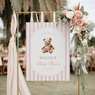 We Can Bearly Wait Elegant Baby Shower Welcome Poster