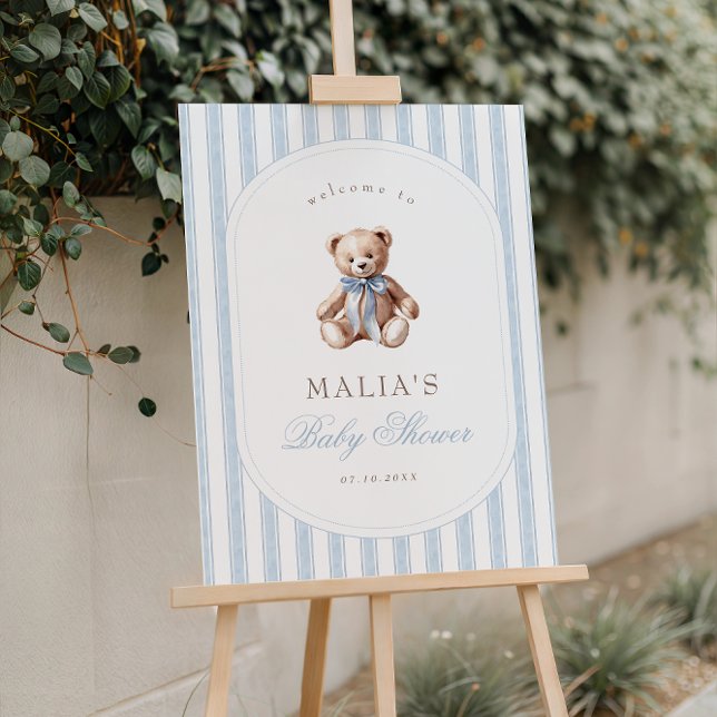 We Can Bearly Wait Elegant Baby Shower Welcome Poster (Creator Uploaded)