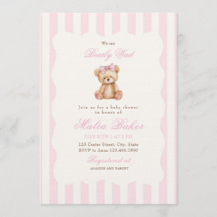 We Can Bearly Wait Elegant Teddy Bear Baby Shower Invitation