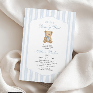 We can bearly wait elegant teddy bear baby shower invitation
