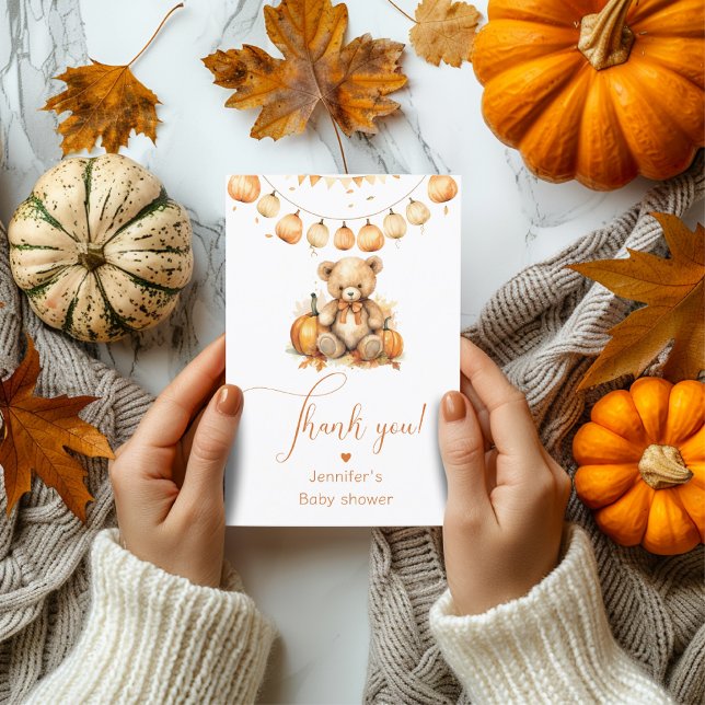 We can bearly wait fall baby shower thank you card (Creator Uploaded)