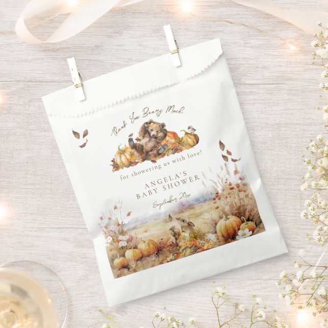 We Can Bearly Wait Fall Forest Baby Shower Favour Bags (Clipped)
