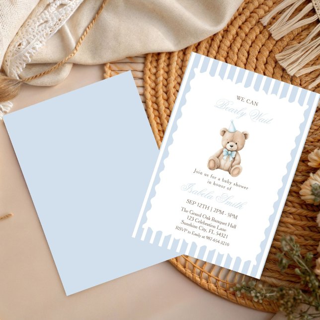 We Can Bearly Wait funny Teddy Bear Baby shower  Invitation (Creator Uploaded)