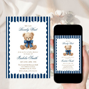 We Can Bearly Wait funny Teddy Bear Baby shower  Invitation