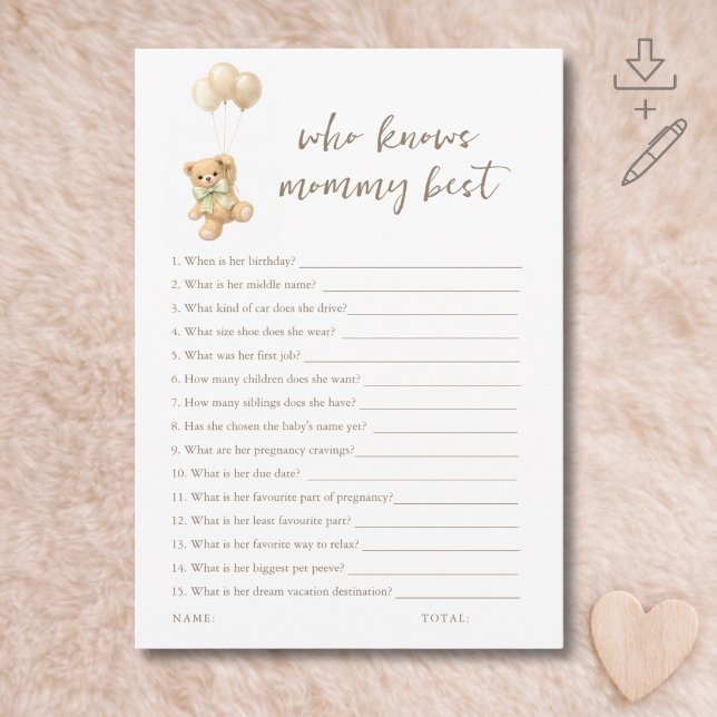 We Can Bearly Wait Game Who Knows Mummy Best Card (Creator Uploaded)