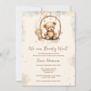 We Can Bearly Wait, Gender Neutral, Baby Shower Invitation