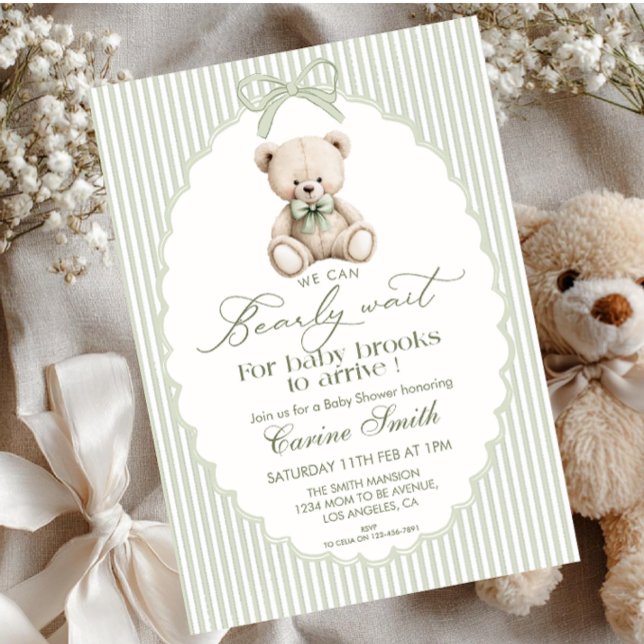 We Can Bearly Wait Gender Neutral Baby Shower Invitation (Creator Uploaded)