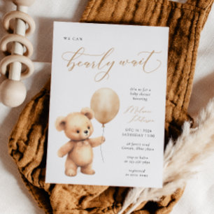 We Can Bearly Wait Gender Neutral Baby Shower Invitation