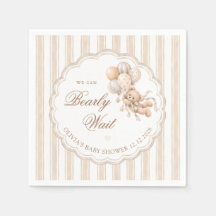 We Can Bearly Wait Gender Neutral Baby Shower Napkin