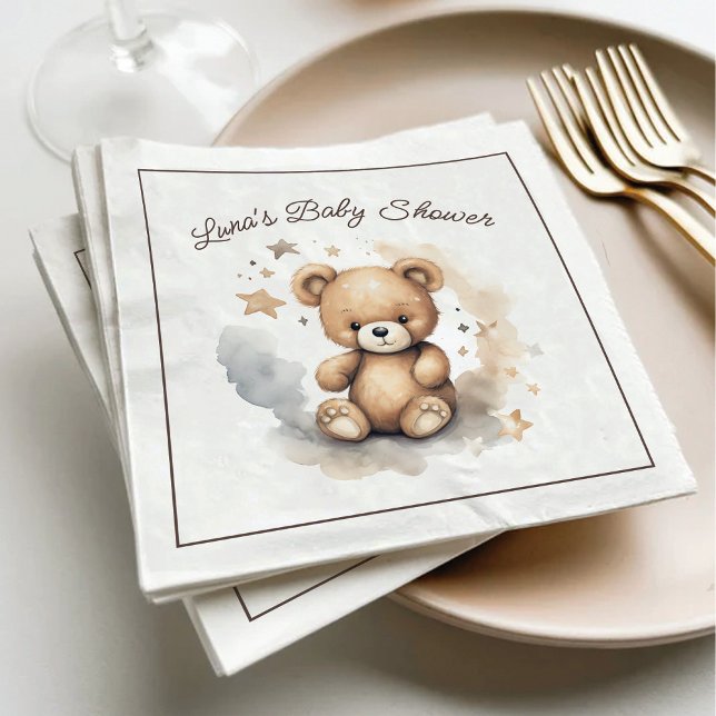 We Can Bearly Wait Gender Neutral Baby Shower Napkin (Creator Uploaded)