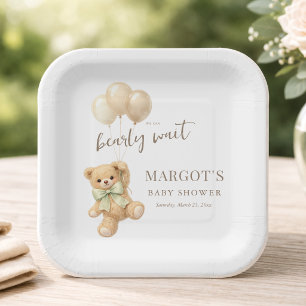 We Can Bearly Wait Gender Neutral Baby Shower Paper Plate