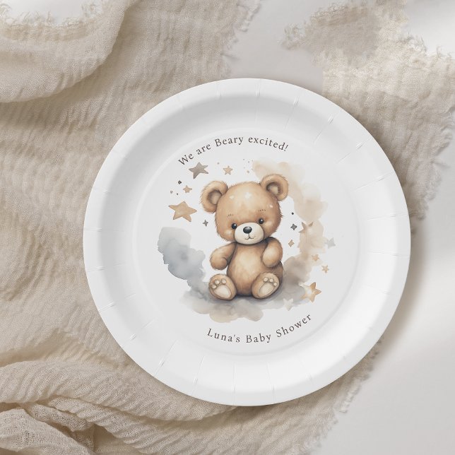 We Can Bearly Wait Gender Neutral Baby Shower Paper Plate (Creator Uploaded)