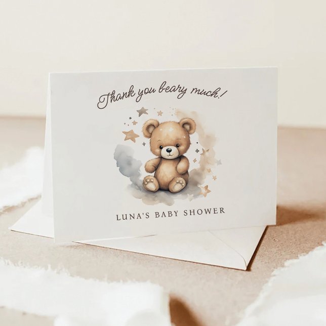 We Can Bearly Wait Gender Neutral Baby Shower Thank You Card (Creator Uploaded)