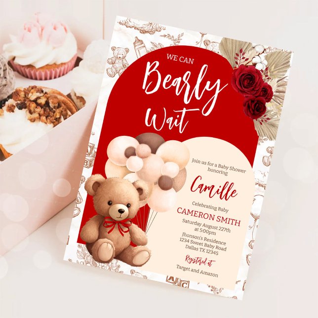 We Can Bearly Wait Gender Neutral Bear Baby Shower Invitation (Creator Uploaded)