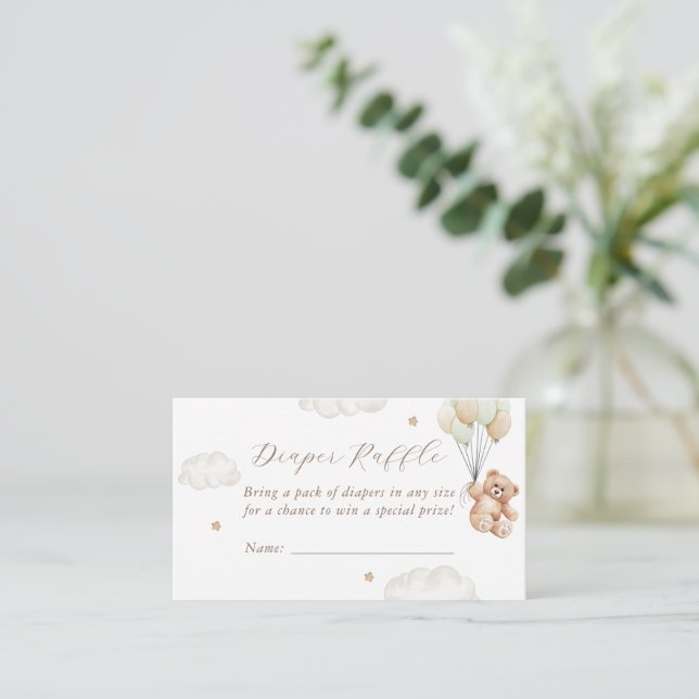 We Can Bearly Wait Gender Neutral Diaper Raffle Enclosure Card (Standing Front)