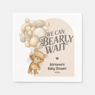 We Can Bearly Wait Gender Neutral Teddy Bear Napkin