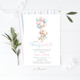 We Can Bearly Wait Gender Reveal Baby Shower Invitation