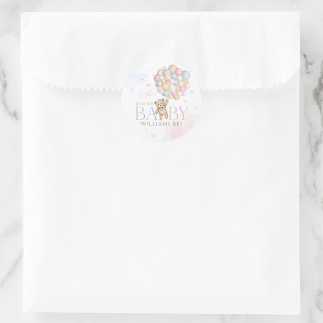 We Can Bearly Wait Gender Reveal He or She Classic Round Sticker (Bag)