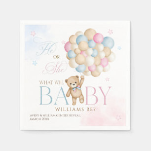 We Can Bearly Wait Gender Reveal He or She Napkin