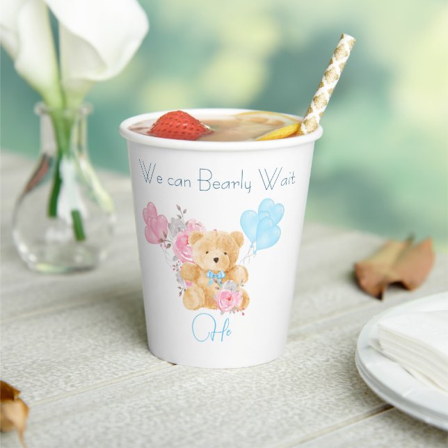 We can bearly wait Gender Reveal Party Paper Cups (Insitu)